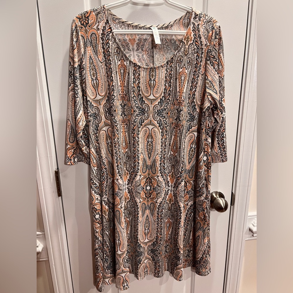 Patterned Mini Dress with Pockets